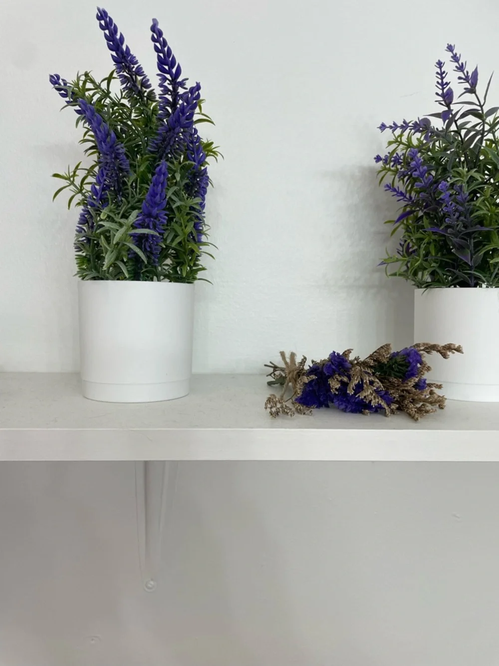 4 Purple Potted Artificial Lavender Pots and 10 piece forget me not stems